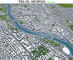 Tbilisi city Georgia 3d model 60km