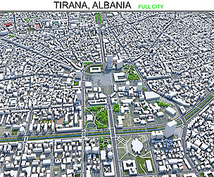 Tirana city Albania 3d model 20km