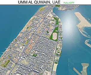 Umm al Quwain city UAE 3d model 20km