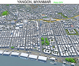 Yangon city Myanmar 3d model 60km