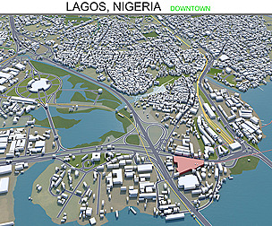 Lagos downtown city nigeria 3d model