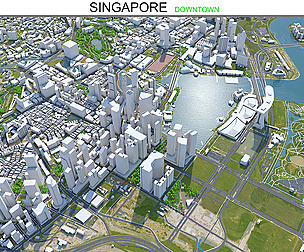 Singapore Downtown city 3d model