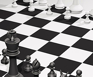 Chess board with pieces