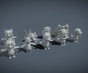 Cartoon Animals Rigged Base Mesh 10 Models Pack #1