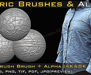 55 Fabric Brushes Compression Folds,Alpha V02