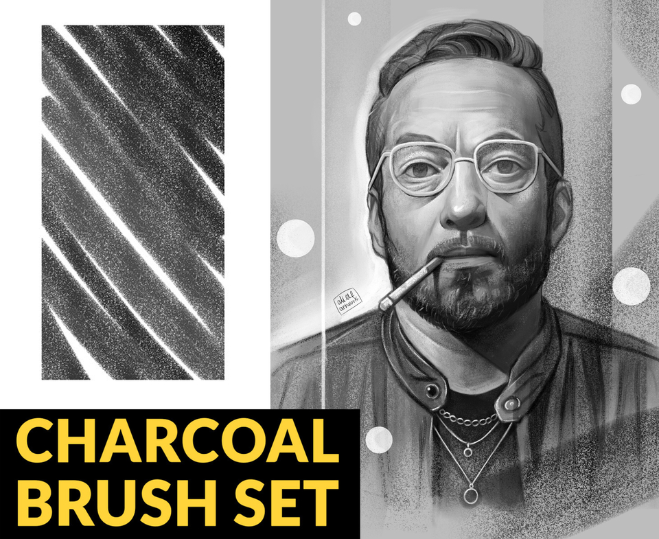 Charcoal brush set for