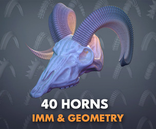 40 Horns IMM Brushes ZBRUSH and 40 Geometries