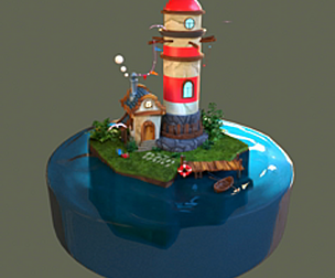 lighthouse diorama blender 3D