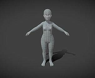 Girl Kid Child Body Base Mesh 3D Model