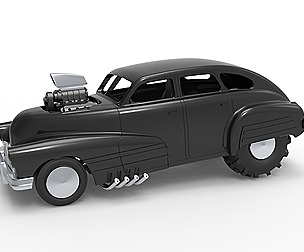 Old school pulling truck 2wd with Car shell 1:25