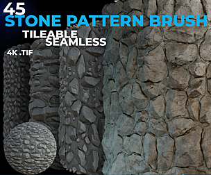 45 Stone Pattern Brush (4k Seamless Tileable .tif)