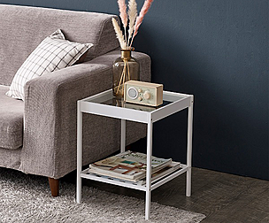 glass 2 tier side table