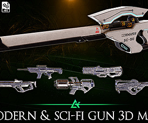 20 Modern & Sci-Fi Guns 3D Models