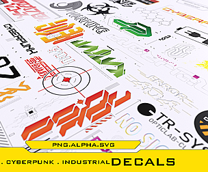 205 + scifi/cyberpunck/industrial decals vol 03