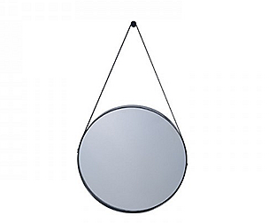 Round wall mirror with strap