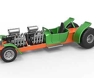 Pulling truck 2wd Hot rod with two V8 1:25