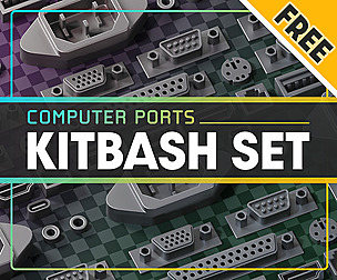 Free Computer Ports Kitbash Set