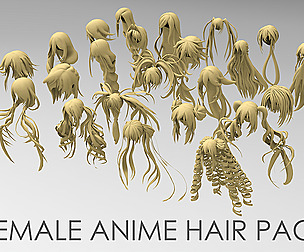 25 female anime hair pack 3
