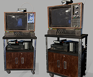 Old Television and VHS Set