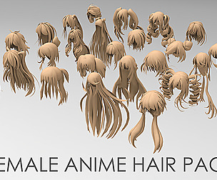 25 female anime hair pack 4