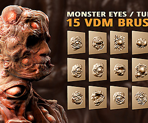 15 VDM monster eyes sculpting brush set for Zbrush