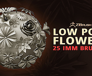 25 Decorative heraldic flower heads IMM Zbrush set