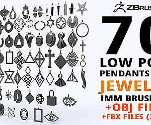 70 Low poly jewelry pendant shapes IMM brush