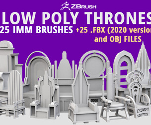 25 low poly thrones chairs furniture IMM brush