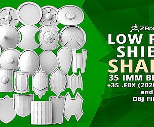 30 Low-poly medieval fantasy shield base mesh IMM