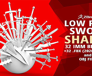 30 Low-poly sword melee weapon base meshes IMM
