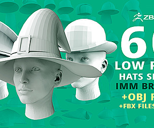 60 Low-poly hat and headwear base mesh IMM