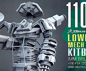 110 Low poly sci-fi robot mech parts IMM brush