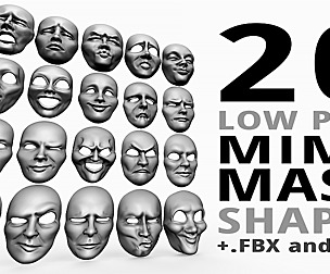 20 mime and facial expression masks IMM brush