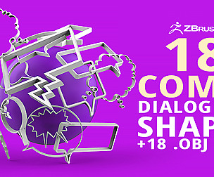 18 Low poly IMM brush of comic dialogue boxes