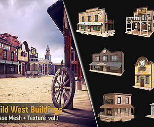 7 Wild West Buildings Base Mesh + Texture vol.01