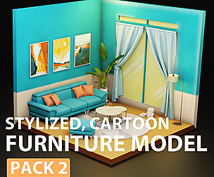 Low Poly  furniture model pack 2