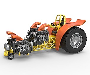 Pulling tractor with 4 engines V8 Version 3 1:25
