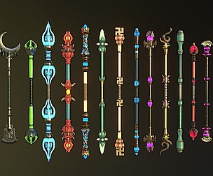 Fantasy Indian Staff Set 04