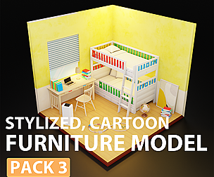 Low Poly  furniture model pack 3