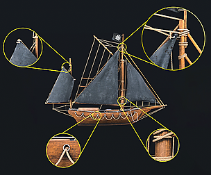 Old wooden ship 3D model