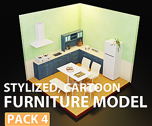 Low Poly  furniture model pack 4