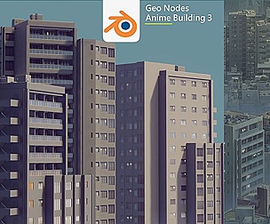 Blender Geometry Nodes Anime Building 3/3