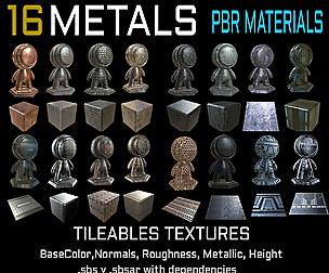 16 Metals Tileable Textures PBR