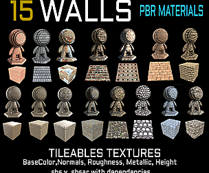 WALLS 15 PBR Tileable Textures