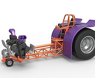 Pulling tractor 2 engines V8 Version 3 Scale 1:25