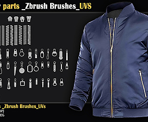70 Zipper parts _Zbrush Brushes_UVS
