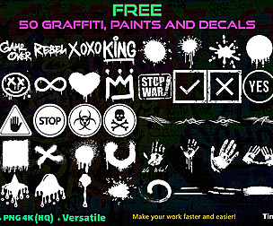 50 FREE Hand Painted Graffiti and Paints