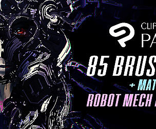 Sci-fi robot, cyborg and mechanical part brushes