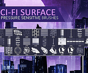 31 futuristic buildings, mechanical parts brushes