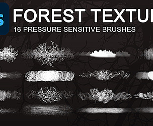 16 Forest and nature drawing texture brushes.